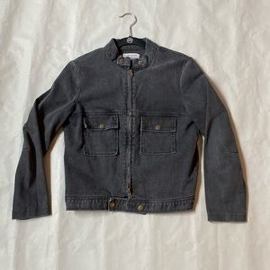 Current/Elliott Grey Cotton The Moto Jacket. Size 2 (medium).